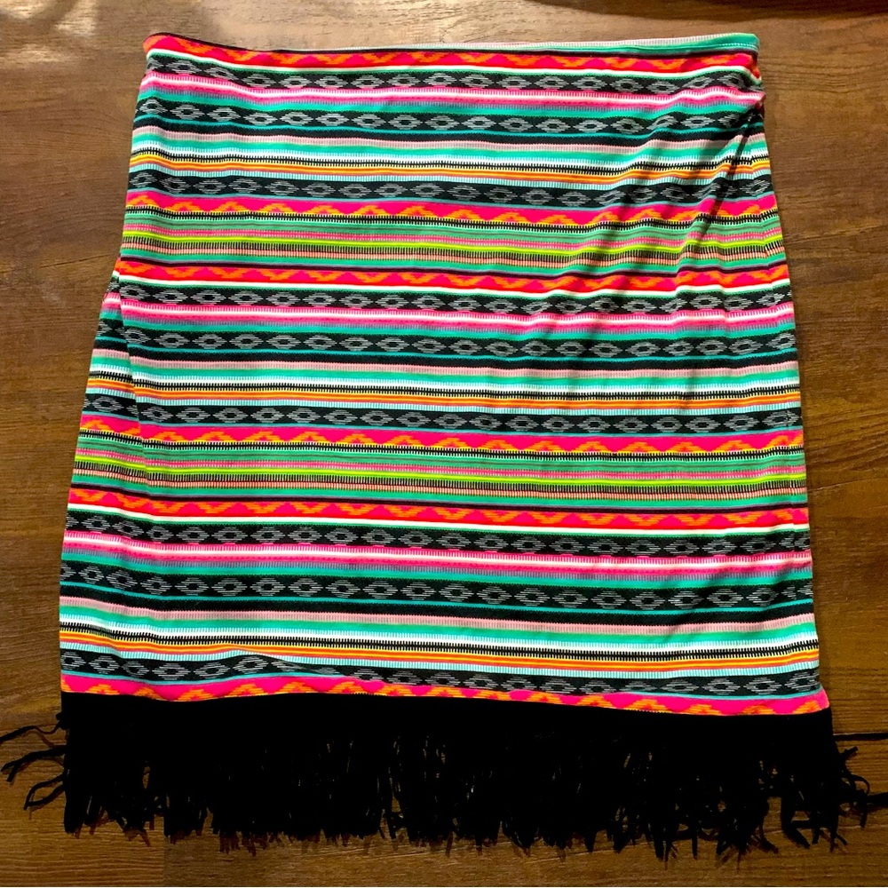 New with tags Cowgirl Justice western fringe serape mini skirt size extra large